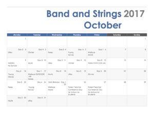 Band and Strings Calendar October