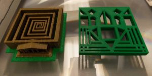 Architecture student projects: 3D prints of the Minotaur Maze & a Frank Lloyd Wright-esque lightscreen