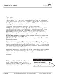 1st Grade Family Letter: Spanish