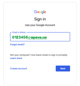 screenshot of Google account sign in screen