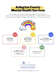 Flyer zu Ressourcen für psychische Gesundheit in Arlington County
