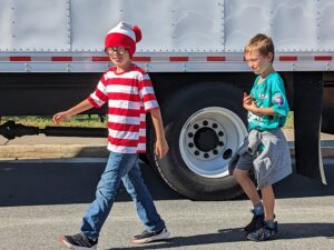 2nd Grade Students Walking in the Fall Parade
